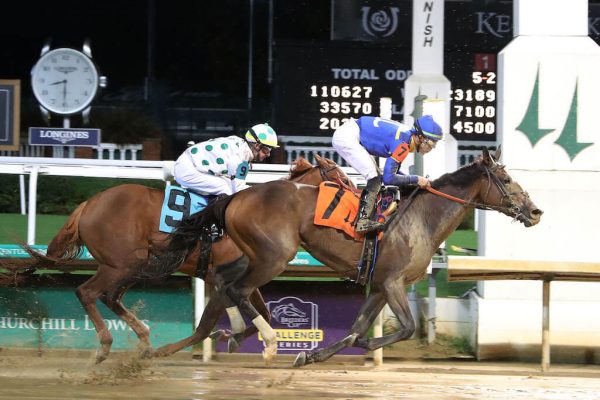 Mad About Marie wins Maiden in the slop at Churchill Downs